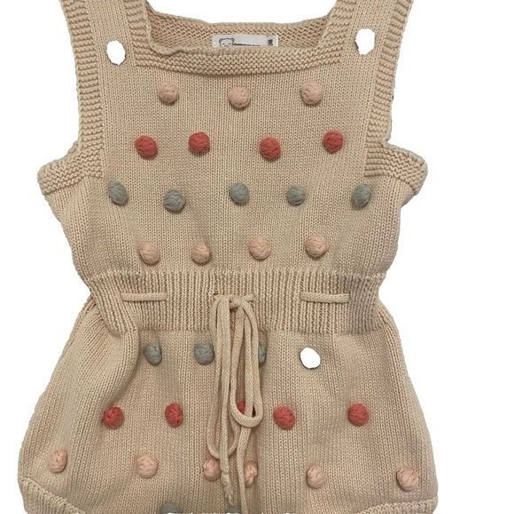 Chubby Bubby Other - Chubby Bubby Bear Knit Romper 24 Mo Pom Pom Cream/Multi Color